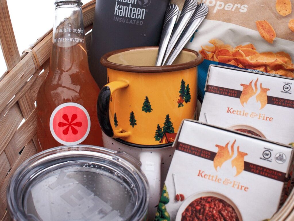 Basket of food for winter picnic