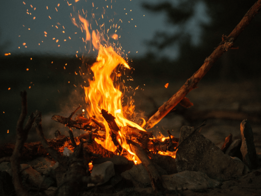 outdoor halloween activities, close up of campfire