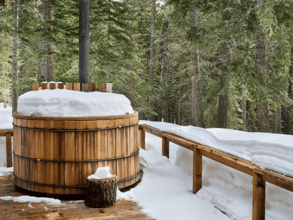 hot tub in the snow
