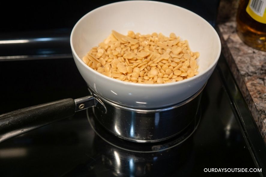 pot on the stove with beeswax