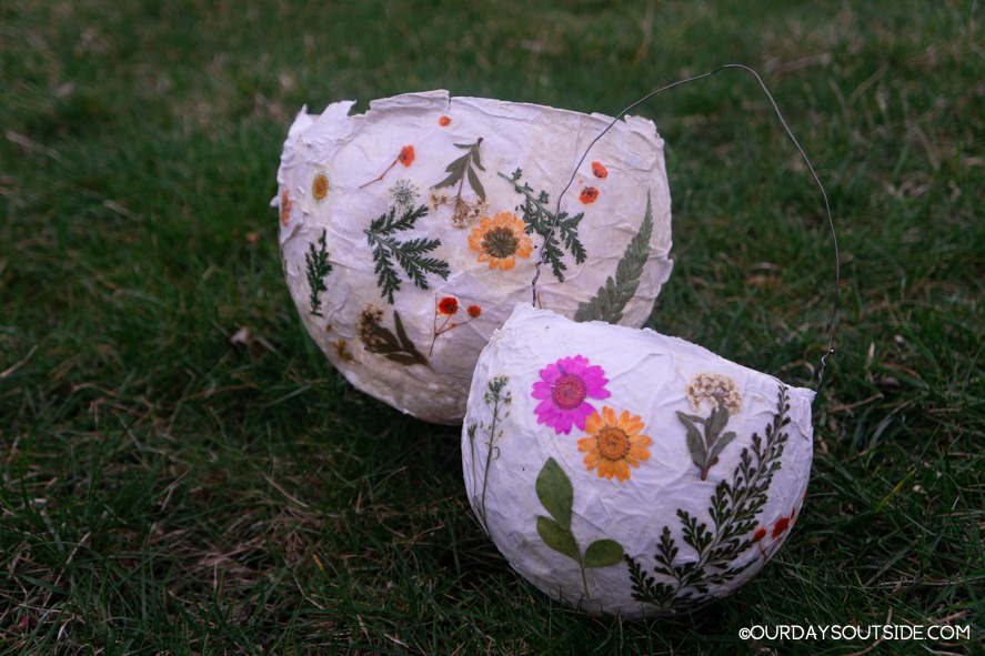 diy paper lanterns with nature pieces