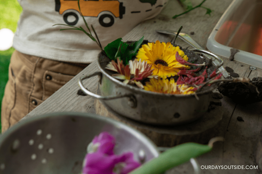 closeup of mud pie- outdoor activities for kids