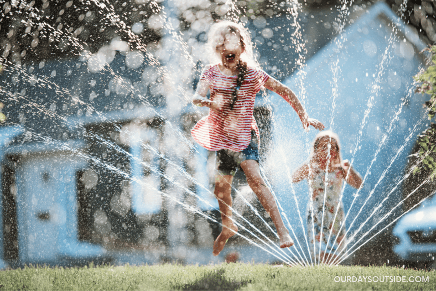 kids running through sprinkler - ideas for a 90's summer
